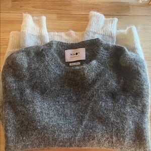 NN07 Italian Yarns Sweater No Nationality Walter Crew Ombré Grey Cream Mens LG
